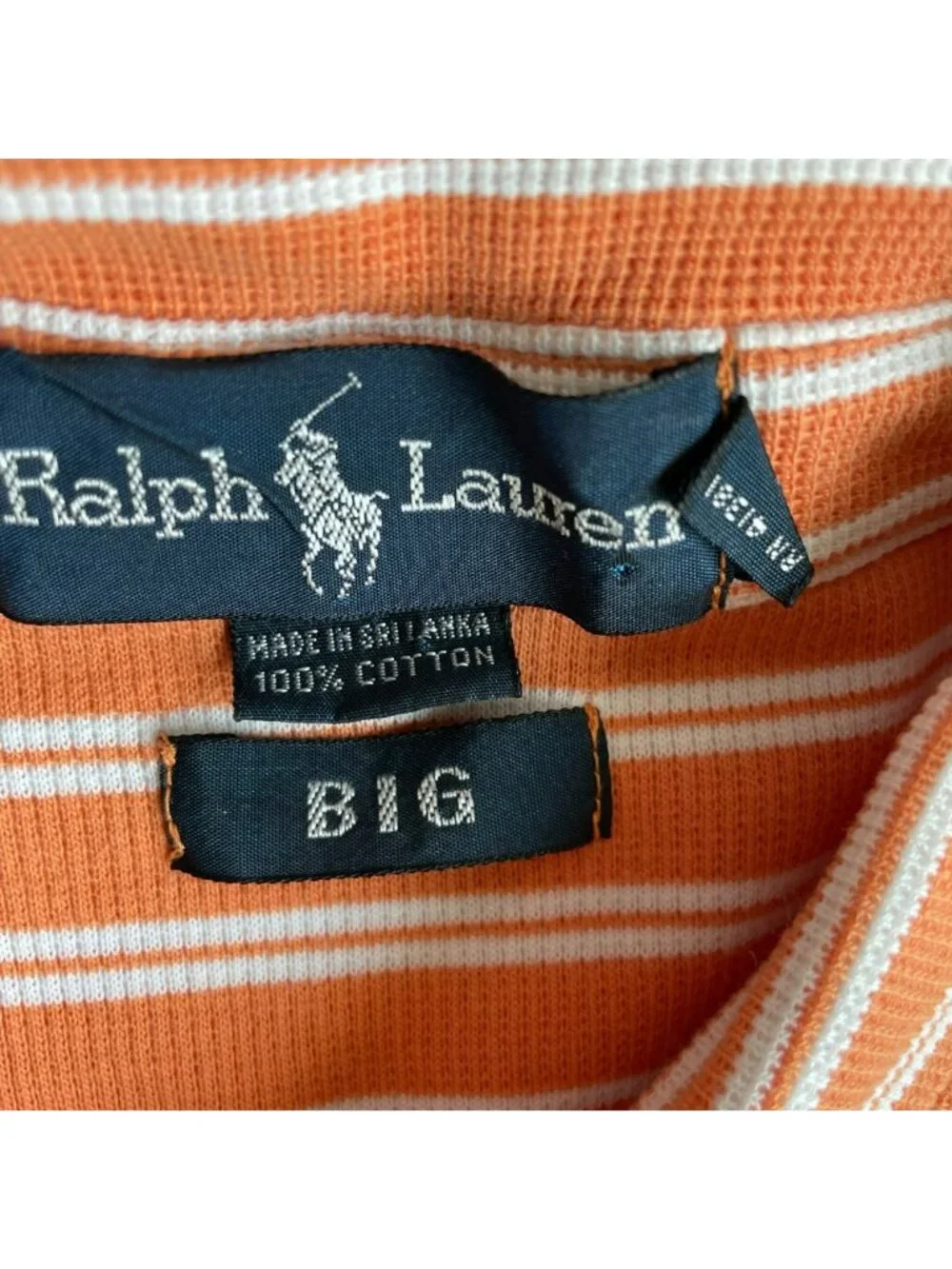 Ralph Lauren Polo Shirt Large Striped Big Shirt Short Sleeve Collared Golf Cotto